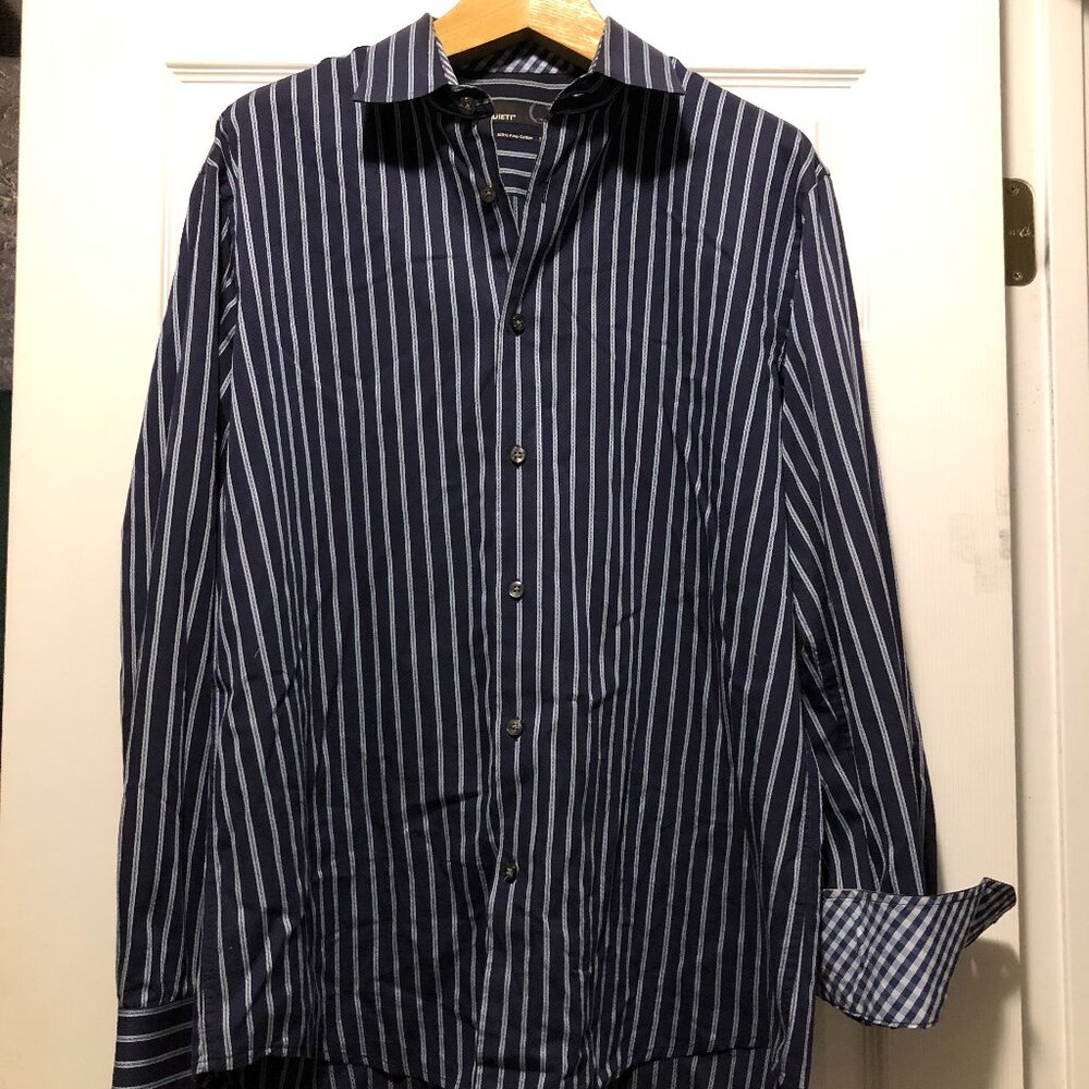 quieti men's navy cotton casual shirt  size: XL